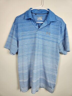 Under armour Golf Shirt Blue Sz Medium Loose Fit Relaxed Baggy Collared Polo